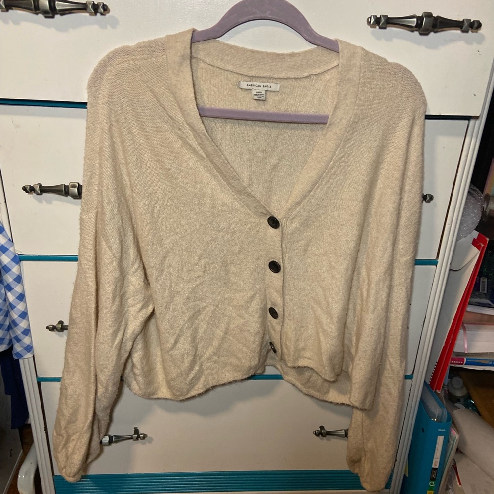 American Eagle Outfitters Cream Button-Up Cardigan